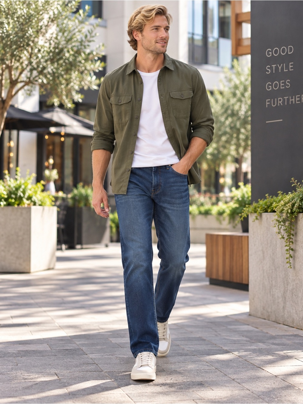Old Navy Men's Straight Jeans in Medium Blue Wash